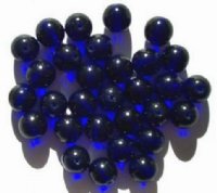 25 10mm Transparent Cobalt Round Glass Beads